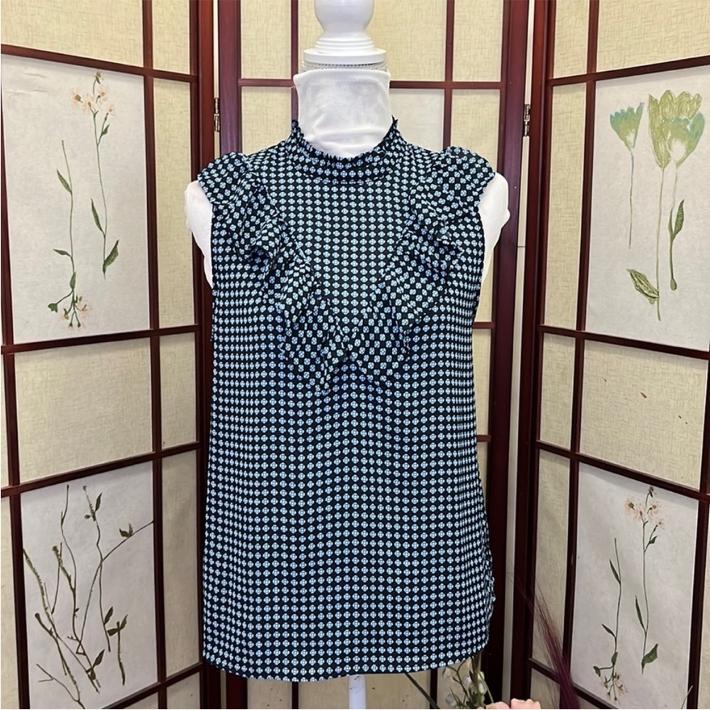 Who What Wear Black and White Patterned Blouse